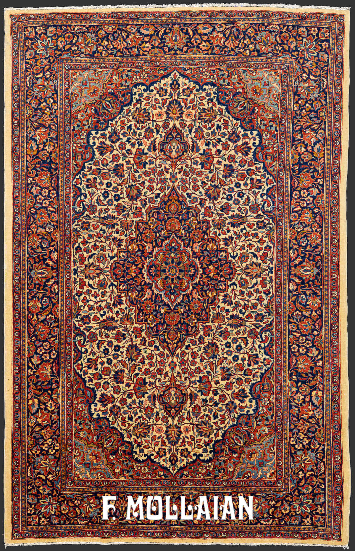 Antique persian Kashan Kurk wool Rug with Classical Medallion Field n°:49896480